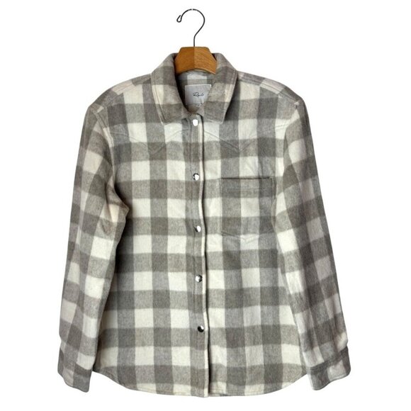 Rails Shirt Jacket Women Small Gray Ivory Tripp Shacket Plaid Flannel Cowgirl - Picture 2 of 15